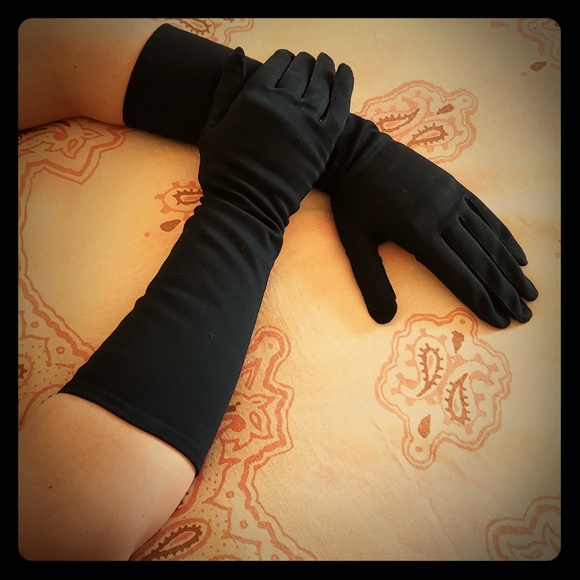 Vintage Accessories - Vintage Opera Black Cotton Gloves